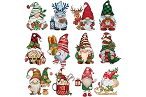 GECKOWI 24 Pcs Christmas Gnome Ornaments - Wooden Hanging Decor for Christmas Tree & Party