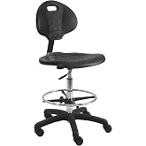 BenchPro Deluxe Polyurethane Chair With 18&rdquo; Adjustable Footring and Heavy Nylon Base , 21"-31" Height Adjustment, 450 lbs Capacity