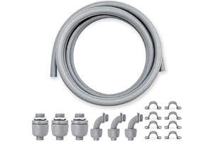 Wocloer 3/4 inch 15 Foot Liquid-Tight Conduit Kit, Flexible Non Metallic Electrical Conduit and Connector Kit, With 3 Straight and 3 Angle Fittings