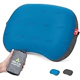 Hikenture Camping Pillow Ultralight, Inflatable Pillows with Removable Cover, Compact Portable Backpacking Pillow, Ergonomic Blow Up Camp Pillows, Washable Air Pillow for Hiking, Beach (Blue)