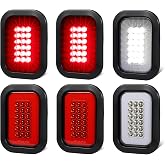 Kingkaitech 5x3 Halo LED Trailer Tail Lights, 4 Red + 2 White, 6 Pack | 4 red stop/turn/tail and 2 white reverse/backup lights with 6 rubber grommets and 6 3-prong pigtails for trucks and trailers.