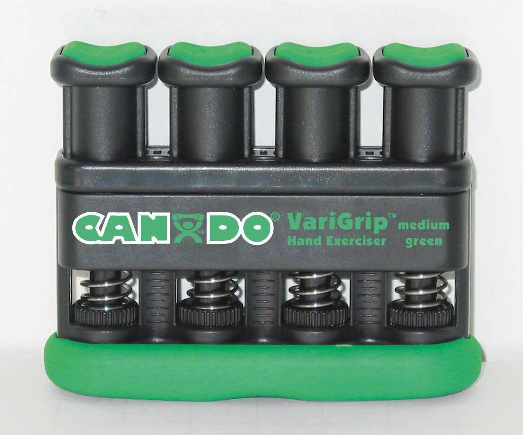 CanDo Hand exerciser - finger grip strengthener VariGrip, green (medium)
