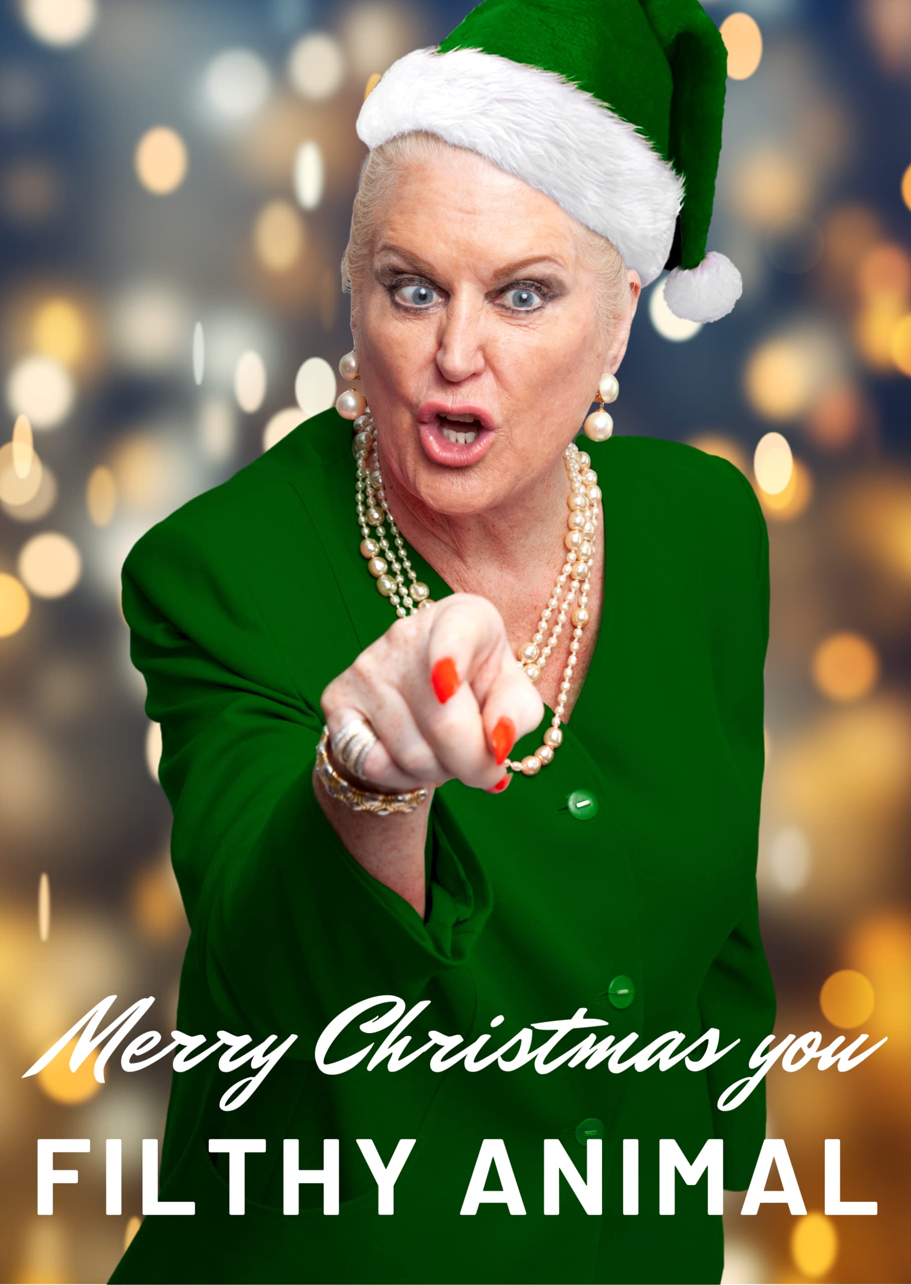 Kim Woodburn Merry Christmas You Filthy Animal- Greeting Card - Funny - Comedy - TV - Celebrity - Xmas
