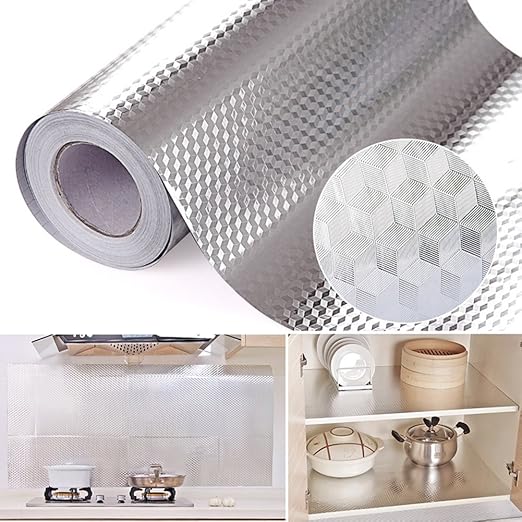 Amazon Com Baost Aluminum Foil Self Adhesive Diy Kitchen Anti Oil