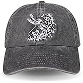 InnoBeta Dragonfly Gifts Hat Cap for Women, Adjustable Embroidered Dragonflies Trucker Hat - Grey