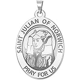 PicturesOnGold.com Saint Julian of Norwich Religious Medal - 3/4 Inch X 1 Inch - Sterling Silver
