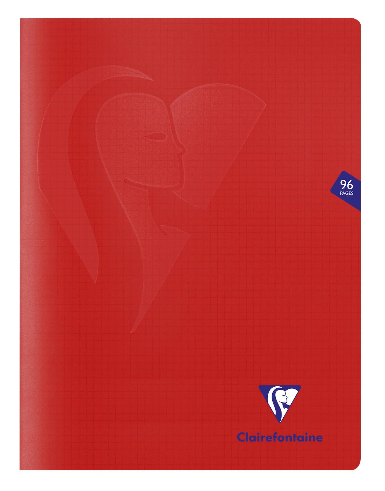 Clairefontaine 333362C - One Red Mimesys Stapled Notebook - Dimensions: 24 cm x 32 cm - 96 Small Square Pages - 90 g White Vellum Paper - Polypro Cover