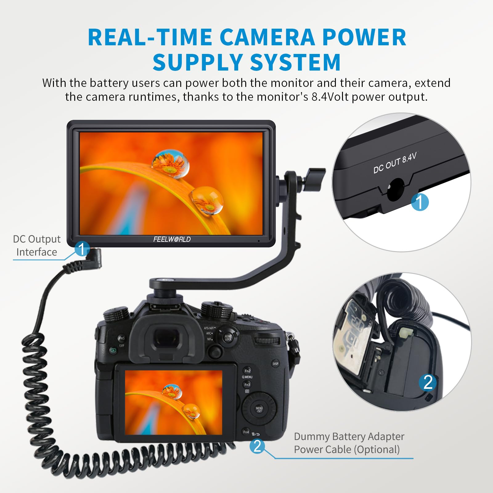 FEELWORLD S55 V3 6 inch Camera DSLR Field Monitor with F550 Battry 2200mAh and Case, Small Full HD 1920x1080 IPS LUT Video Peaking Focus Assist with 4K HDMI 8.4V DC Input Output Include Tilt Arm