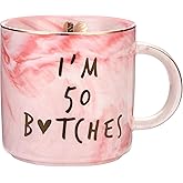I'm 50 - Funny 50th Birthday Gifts for Women - Best Turning Fifty Year Old Birthday Gifts Ideas for Women, Wife, Mom, Daughter, Sister, Aunt, Best Friends, BFF, Coworkers, Her - Ceramic Coffee Cup