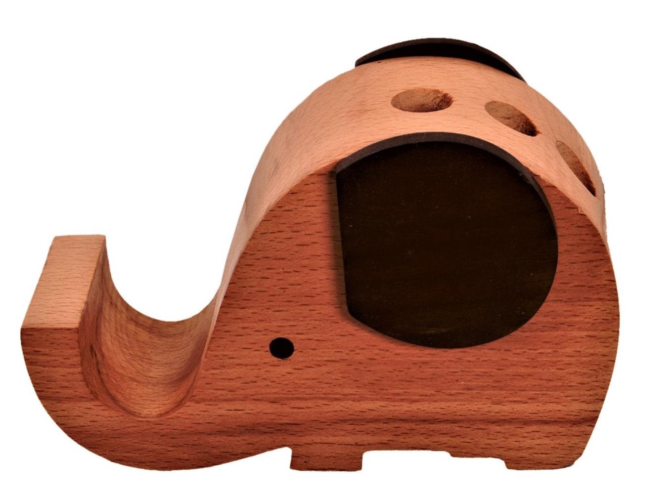 Purpledip Wooden Desk Organizer Pen Stand Mobile Phone Visiting Cards Holder; Unique Memorable Gift (11195)