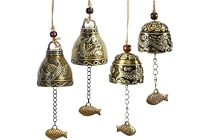 Seutmrou 4Pcs Chinese Feng Shui Bell, Vintage Wind Bell, Blessing Wind Chimes, Dragon/Phoenix/Fish Feng Shui Wind Chimes, for
