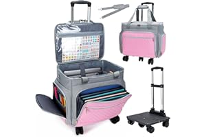Amythe 2025 Rolling Teacher Tote Bag with Accordion File Organizer
