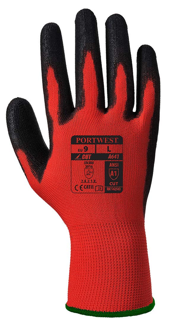 Portwest Red - PU Glove, Size: XXL, Colour: Red/Black, A641R8RXXL, Red / Black - Image 4