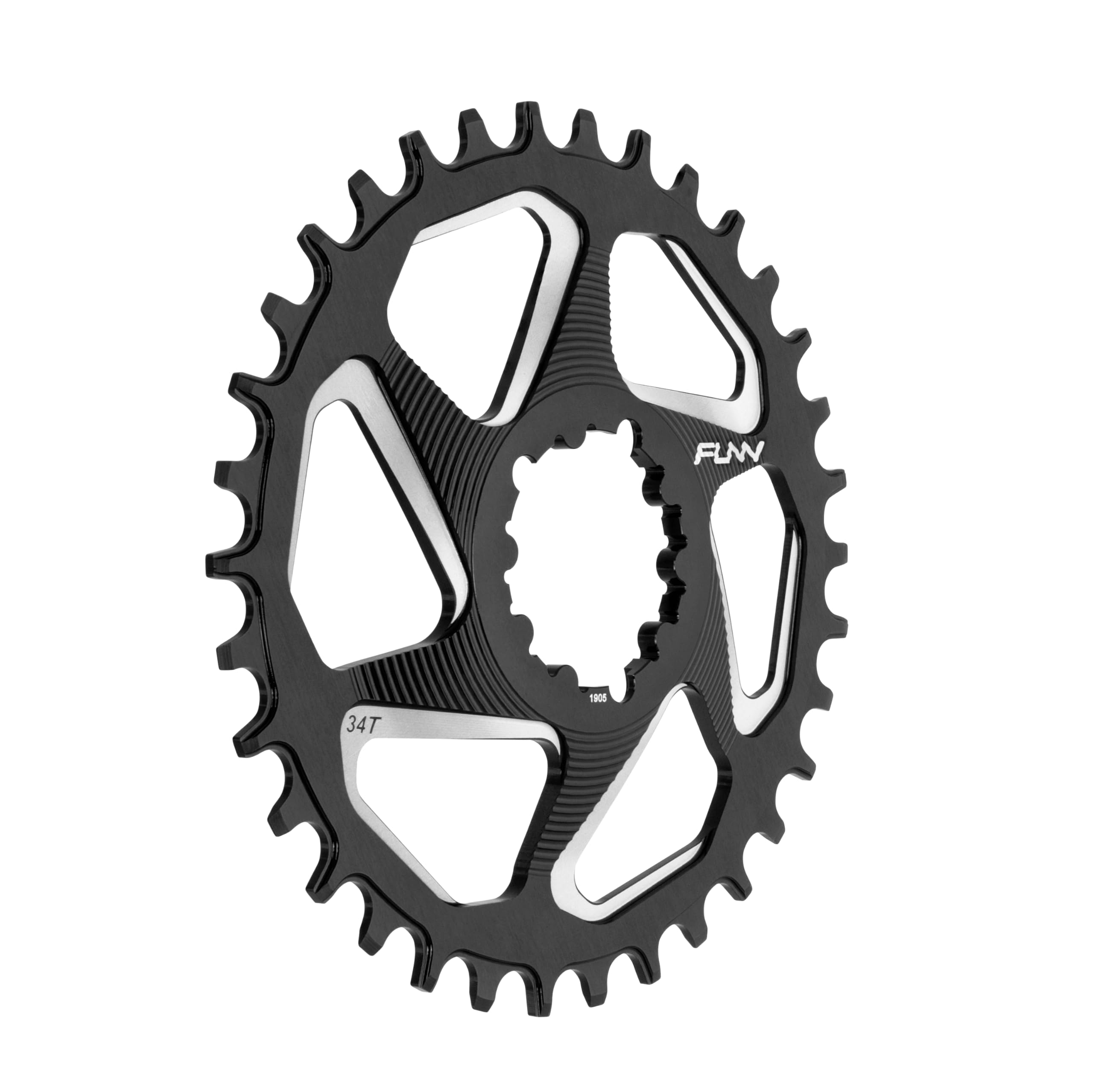 Funn Solo DX Narrow Wide Chainring for 9 10 11 12 Speed Chain, Fits SRAM Direct Mount Interface Crankset, 6mm Offset, Single Speed Bike Chain Ring for MTB, BMX Bike and Road Bike (34T, Black) โ image 1