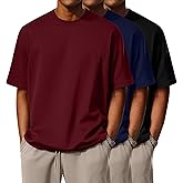 Ficerd 3 Pack Cotton Men's Oversized T Shirts Big and Tall Shirts Raglan Short Sleeve Crew Neck Plus Size Tee