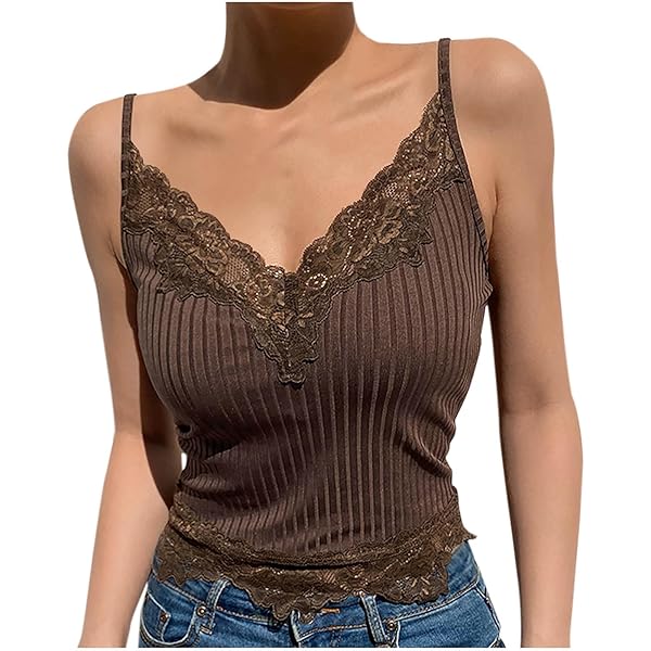 Camisoles for Women Lace Cami Slim-Fit V Neck Sleeveless Spaghetti