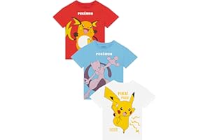 Pokemon Shirt 3 Pack for Boys, Boys Tshirts, Pikachu Summer Top, Kids Clothing