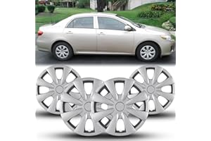 Winjet Hubcaps for Toyota Corolla 2009-2019 [2009 2010 2011 2012 2013 2014 2015 2016 2017 2018 2019] Corolla Wheel Covers Snap On, Heavy Duty ABS & PC Material (15 Inch Set of 4, Lacquer)