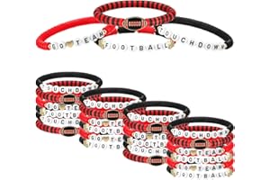Landical 24 Pcs Football Bracelets Game Day Team Friendship Bracelets Football Party Favors for Women Men Stackable Stretch Sports Bracelet for Team Fan Halloween Non Candy Treats