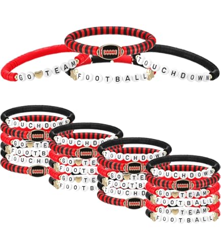 Bracelets De Football En Argile Empilables - Lot De 24 - Pour Supporters, Fête D'équipe, Esprit D'équipe