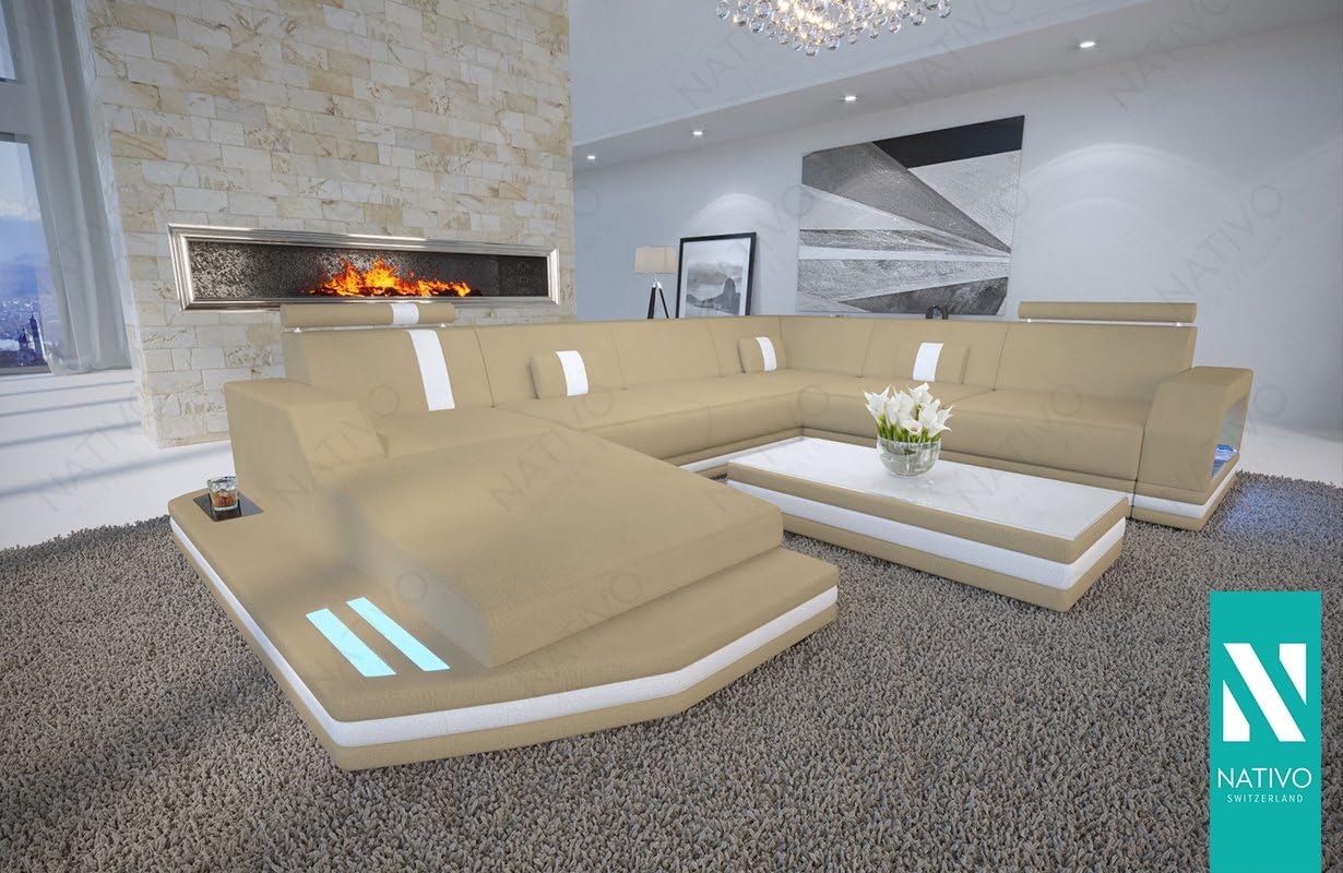 NATIVO© SOFA LEDMIX MESIA XXL MIT LED BELEUCHTUNG Sofalandschaft in U