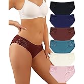 LEVAO Seamless Underwear for Women Lace Cheeky Bikini No Show Hipster Soft Cute Panties 6 Pack S-XXL