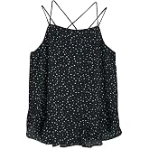 Loft Women's Strappy Cami-Shell Blouse (XX-Small, Black/White Micro-Floral)