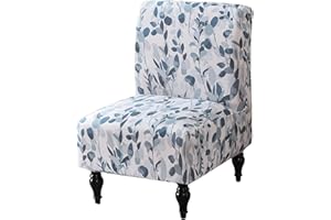 Jusmate Armless Accent Chair Cover Slipcover, Stretch Chair Slipper Super Fit Armless Chair Furniture Protector Cover Slipcover for Living Room Hotel (Blue/White)