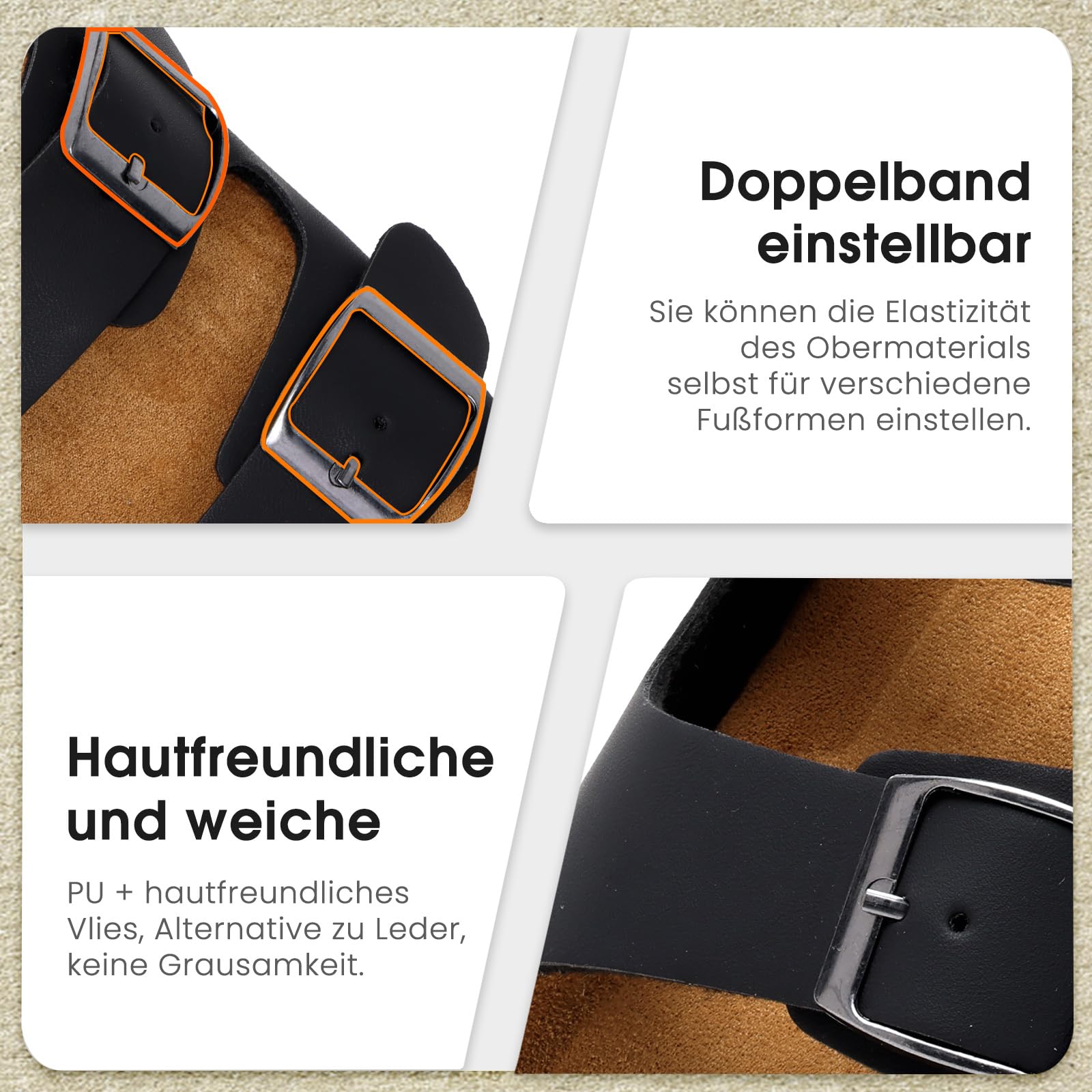 Pantoletten Herren Hausschuhe Schlappen Latschen Sandalen Schnallenriemen 3