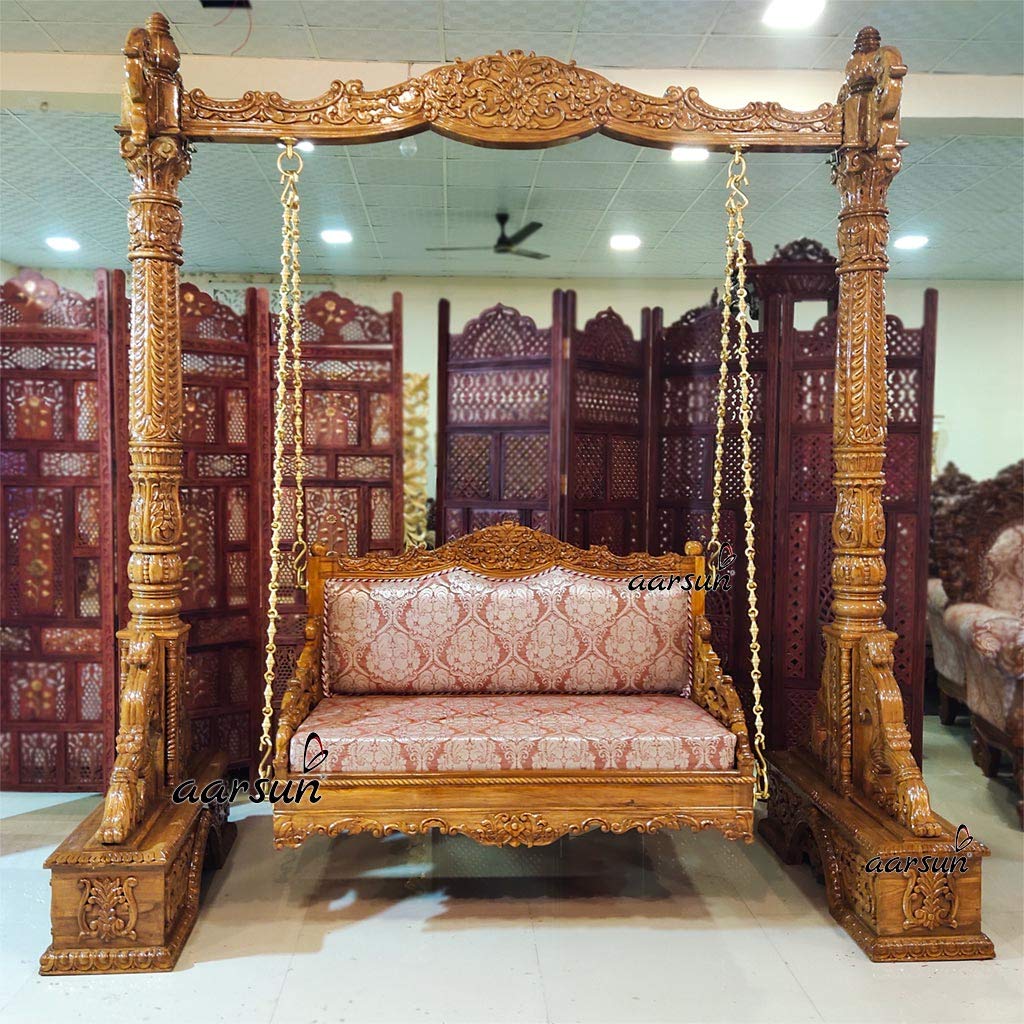 Aarsun Indoor Fully Carved Teak Wood Jhoola/Swing Amazon.in Furniture