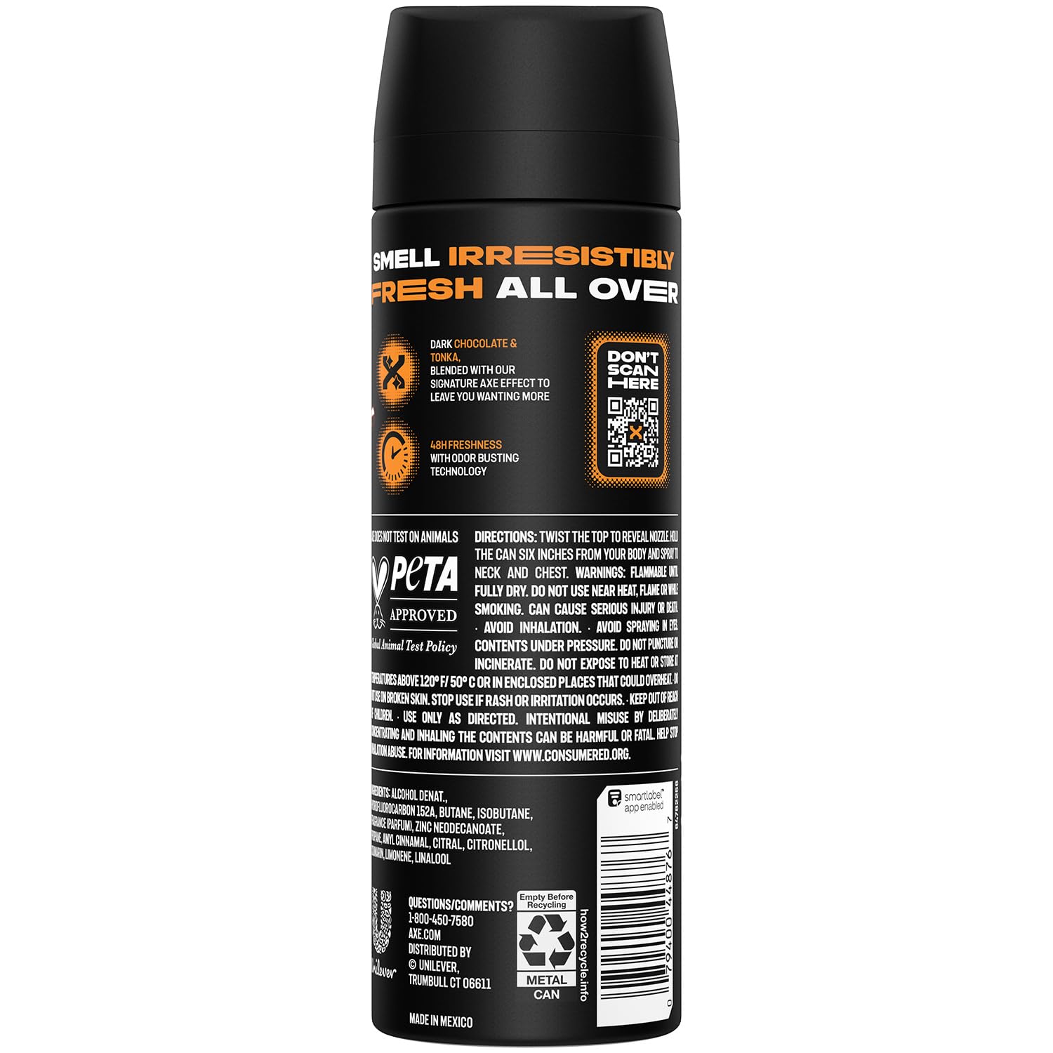 AXE Body Spray Dark Temptation, International Version, 150 Ml (Pack of 6)