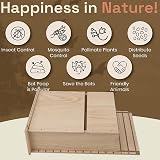 HERCHR Bat House Outdoor Wooden Shelter Nesting Box Easy Hang 11x7.5x3.3in view 5
