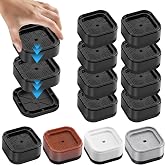 Hnndlra Stackable Bed Risers 1 Inch, Furniture Risers, 8 Pack Square, Black | Stackable furniture risers: 1-inch lift with one layer; about 2 inches with two layers; max two layers