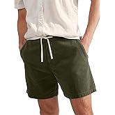 PLEPAN Mens Corduroy Shorts 5 Inch Casual Elastic Waist Drawstring Lightweight Summer Beach Shorts with Pockets