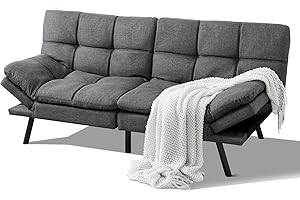 MUUEGM Convertible Futon Couch Bed Sofa,Loveseat Sleeper Sofa Bed Couch,Memory Foam Modern Futon Adjustable Armrest and Backres,Sleeping Sofa for Living Room,Small Space,Apartment Office,Dark Gray