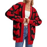 Saodimallsu Womens Heart Cardigan Sweaters Cute Valentines Oversized V Neck Button Up Winter Sweater Coats