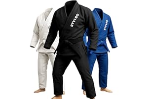 Stylso Bjj Gi For Men, Kimono Brazilian Jiu Jitsu Gi with Preshrunk Fabric, IBJJF-Approved Training Judo Gi Without Belt