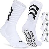 CLOSEMATE Mens Soccer Grip Socks Anti Slip Silicone Pads Cushioned Breathable for Football Training 3 Pairs