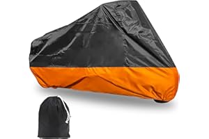 MARSRUT Motorcycle Cover XXXL Waterproof for Harley for Ultra Classic Davidson, Large for Street Glide for Electra for Touring FLHTCU for Road King for GL for Honda for Goldwing Outdoor Weather (Orange Black)