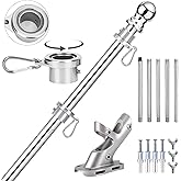 Aobrodzo Flag Poles for Outside House, 6 FT Flag Pole Kit with No-Tangle Aluminum Ring Clips and Holder Mounting Bracket, Stainless Steel 1 inch Diameter Flagpole for Boat Dock Porch Sport (1 Pack)
