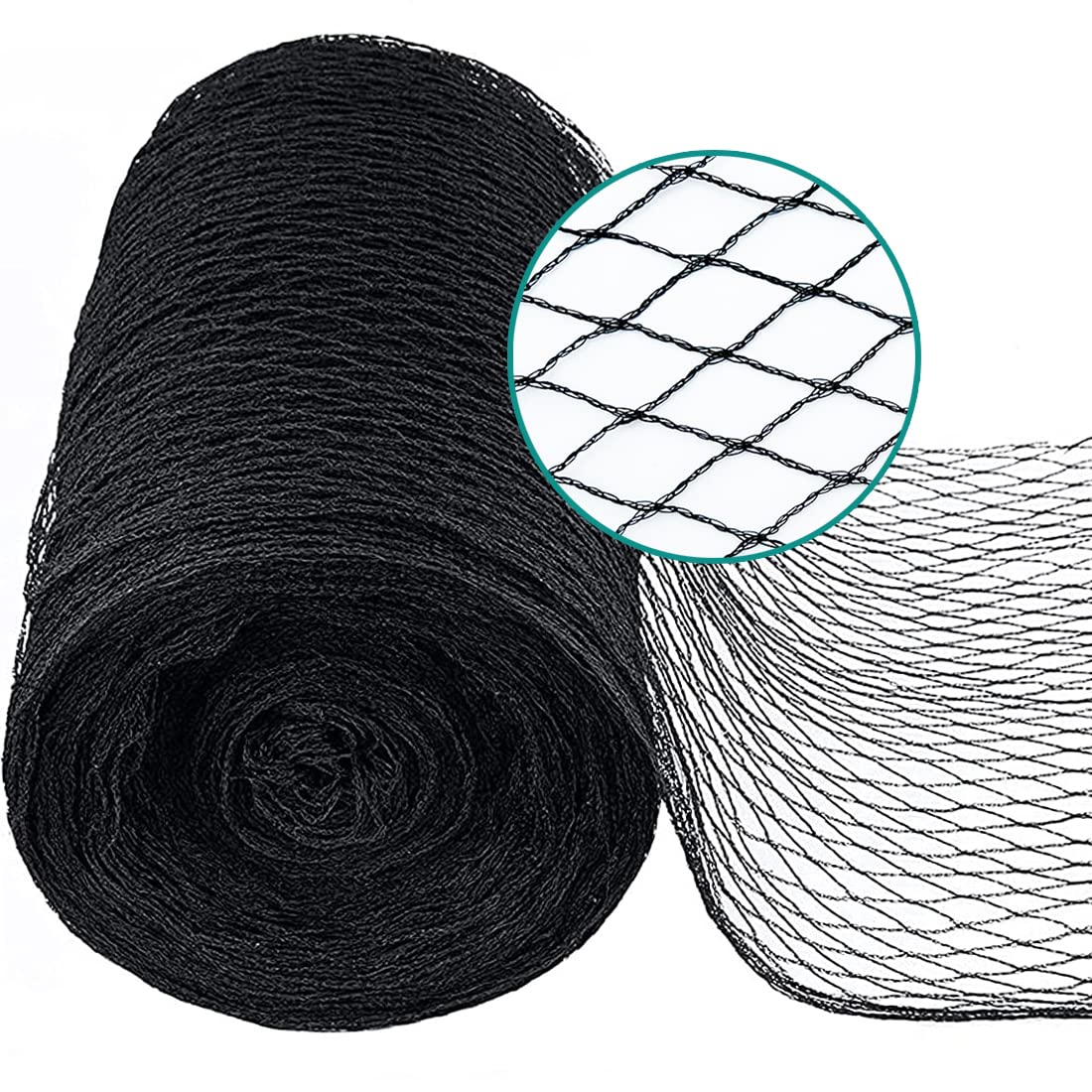 GRTHTATI 2x10 m Pond Net Fine Mesh (10x10 mm), 30 g/m² Robust, Weather and UV-Resistant Bird Nets, Bird Protection Net, Close Mesh, Garden Net, Leaf Net, Fruit Tree Net, Pigeon Net (Black, 2x10 m)