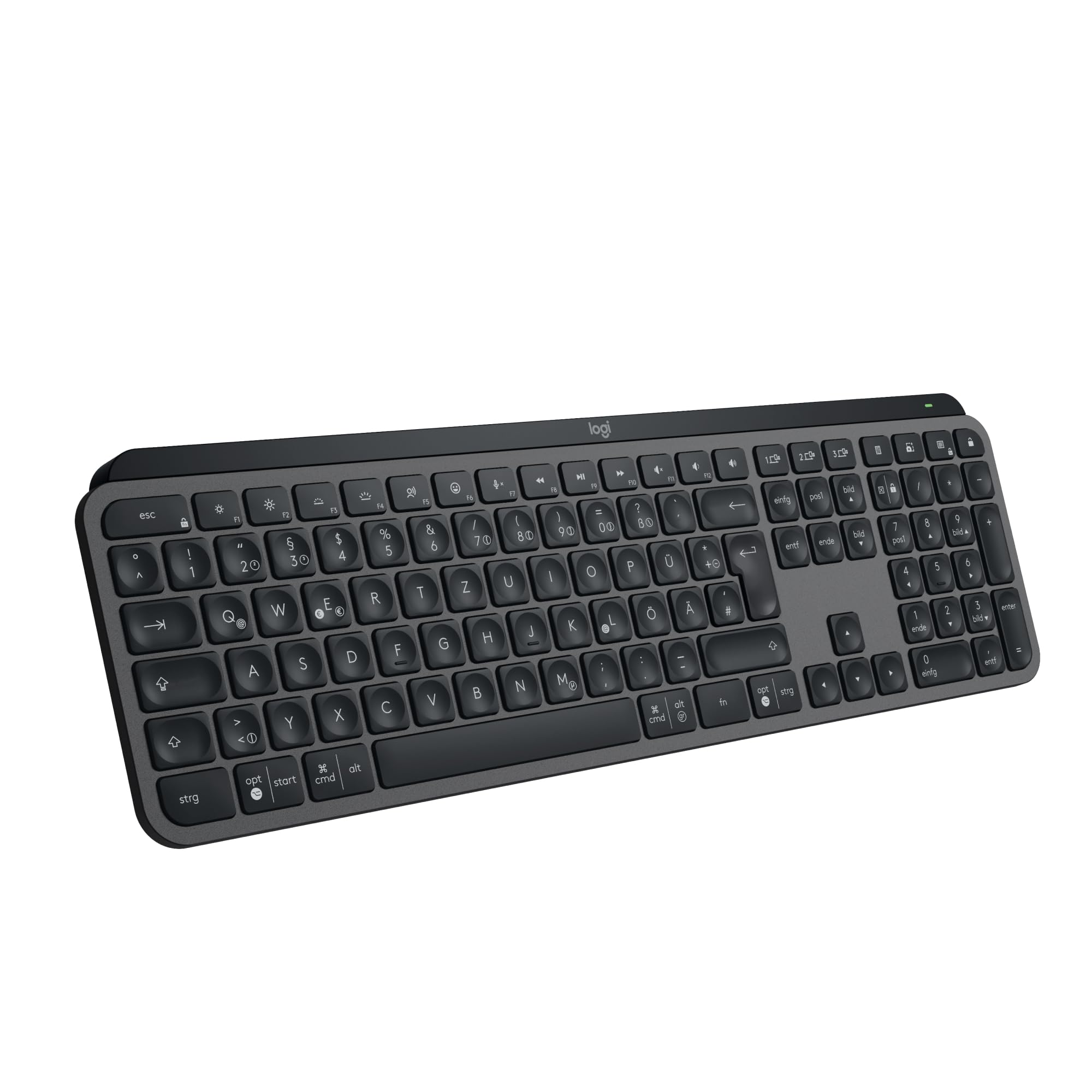 Logitech MX Keys S Wireless Keyboard, Low Profile, Fluid Quiet Typing, Programmable Keys, Backlighting, Bluetooth, USB C Rechargeable, for Windows PC, Linux, Chrome, Mac, German QWERTZ - Grey
