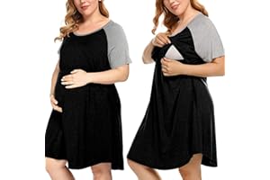 MONNURO Women's Plus Size Labor and Delivery Gown Nursing Nightgown Maternity Sleepwear Dress for Breastfeeding