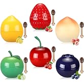 6 PCS Mini Bee Lip Balm Fruit Pot, Lip Balm Bulk Set for Girls Party Favors | Gifts for Teens Girls 8-12,Strawberry,Cherry Chapstick Bulk,Lip Sleeping Mask Overnight,Girls Night Gifts Set,Tinted Lip Balm