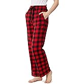 Women Plus Size Pajama Pants Plaid Soft Comfy Lounge Pants with Pockets & Drawstring Pj Bottoms for Christmas