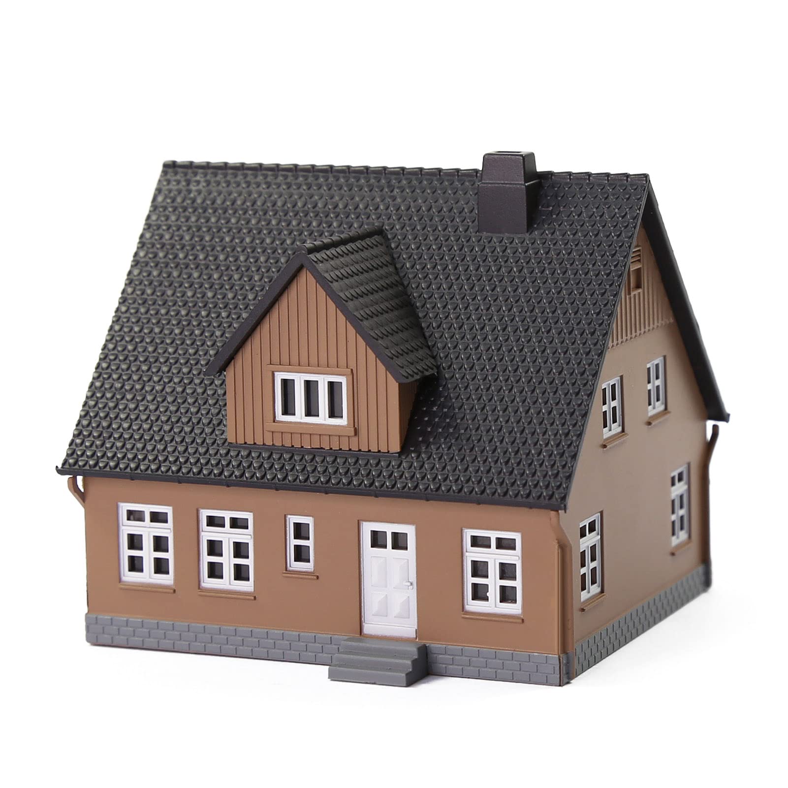 1pc N Scale 1:160 Model Village House Pre-built Building Diorama (Black)