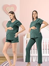 Rnxrbb 3 Piece Postpartum Nursing Pajamas Set