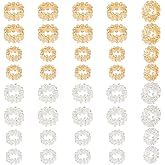 PandaHall 40pcs 14K Gold Plated Spacer Beads, 6mm/8mm Flower Loose Beads Gold Silver Bracelet Spacers Round Brass Metal Spacers for Necklace Bracelet Jewelry Making Findings