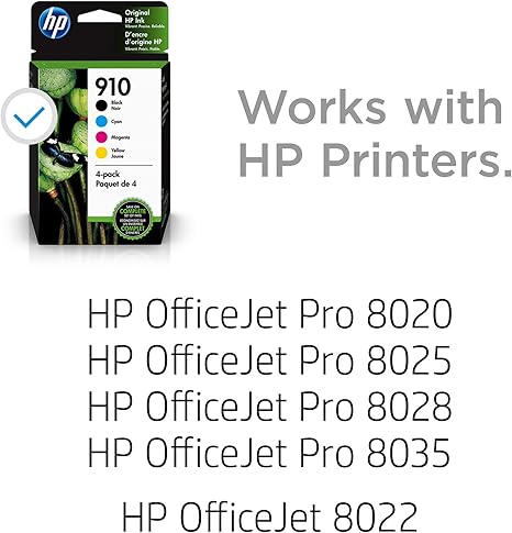 Amazon Com Hp 910 4 Ink Cartridges Black Cyan Magenta Yellow Works With Hp Officejet 8000 Series 3yl61an 3yl58an 3yl59an 3yl60an Office Products