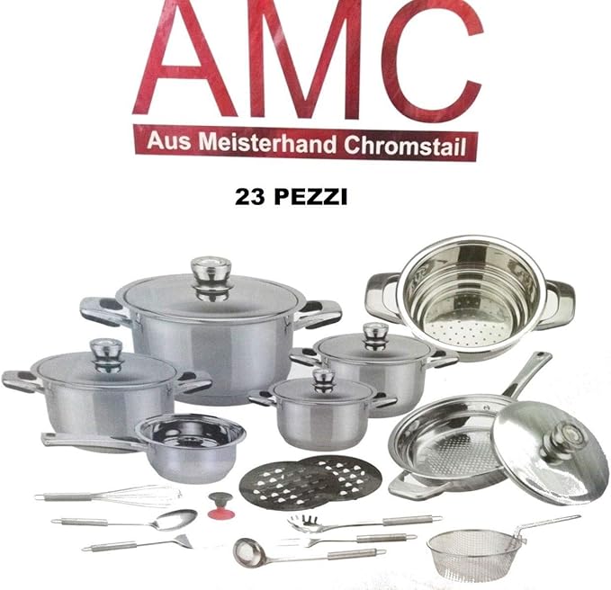 AMC STONE New Series 23 Piece Cookware Set in Gift Box, Stainless Steel